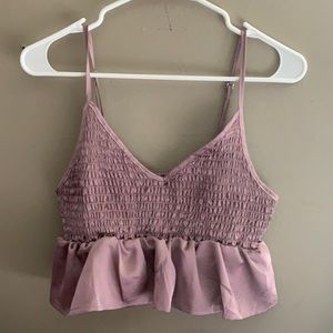 Satin purple babydoll crop top